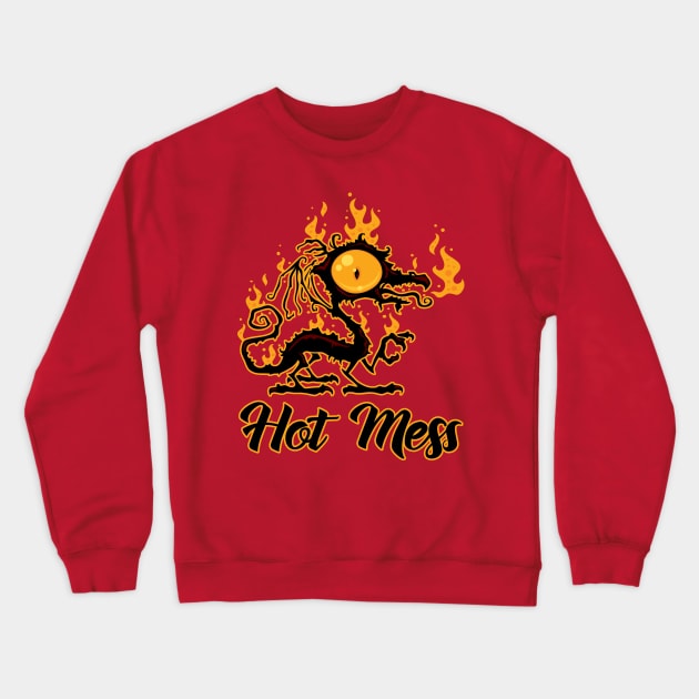 Hot Mess Crispy Dragon Crewneck Sweatshirt by fizzgig